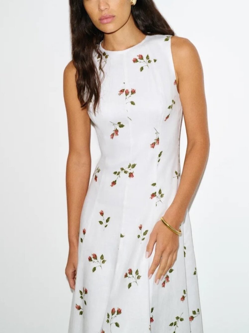 NEW Reformation Cecilia Linen Maxi Dress Floating Rose White Floral | US 4 UK 8